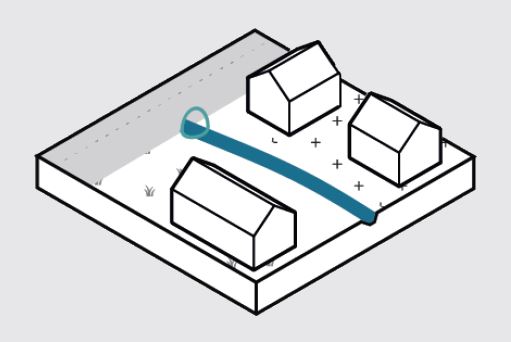 Pictogram PROJECTtool voor een bovengrondse buffer met vertraagde afvoer