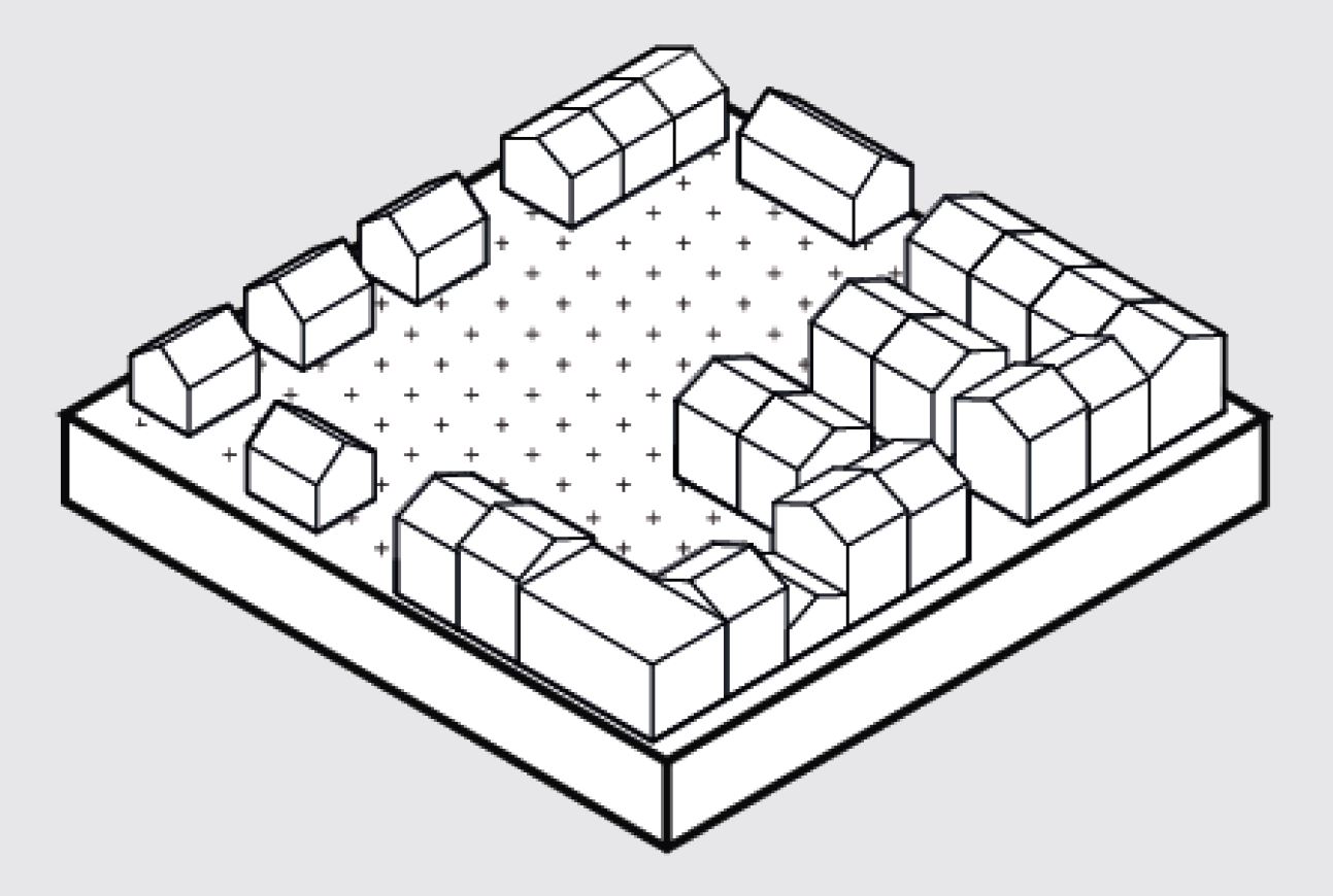 Pictogram PROJECTtool voor nieuwe/bijkomende verharding onder de vorm van een gebouw