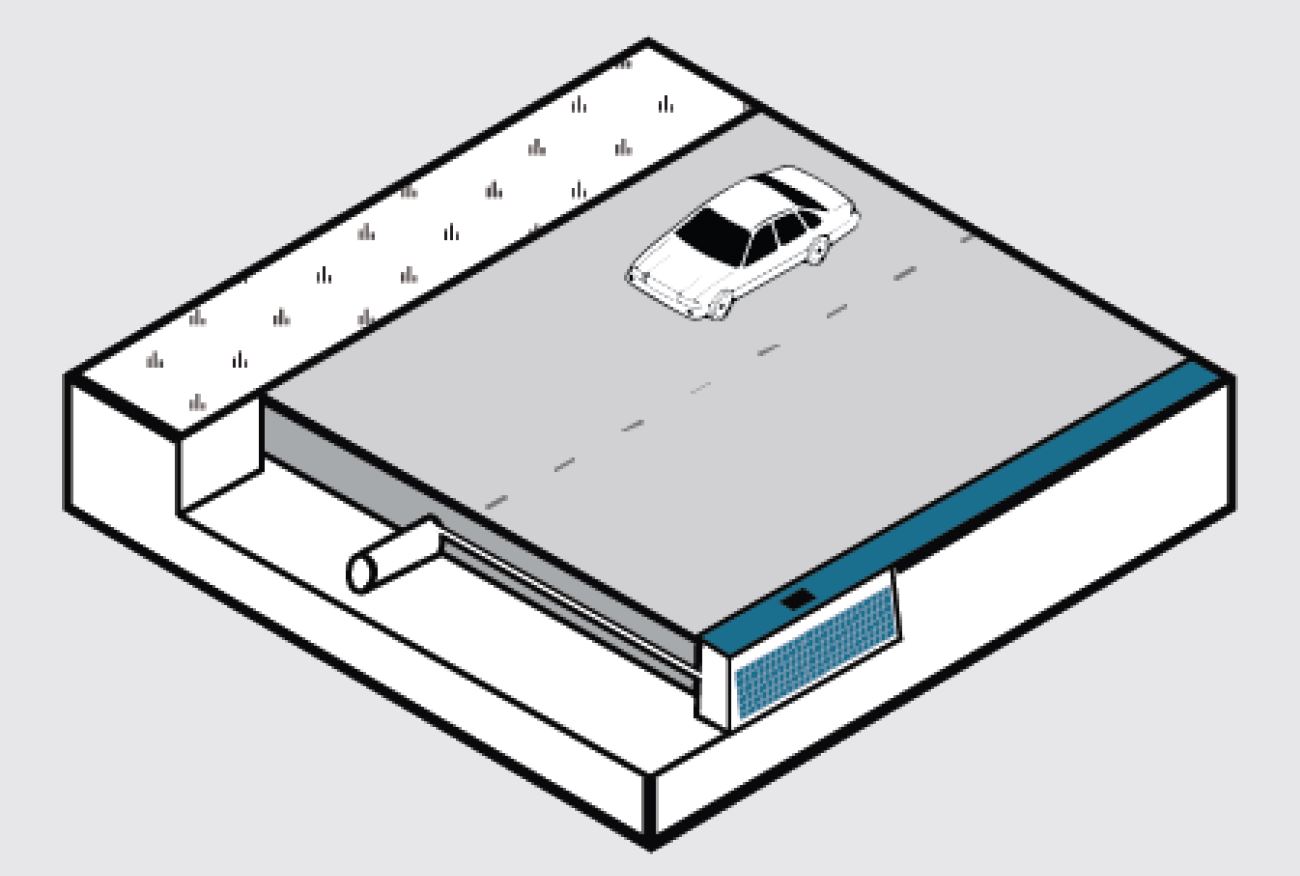 Pictogram PROJECTtool voor een ondiepe horizontale ondergrondse infiltratie